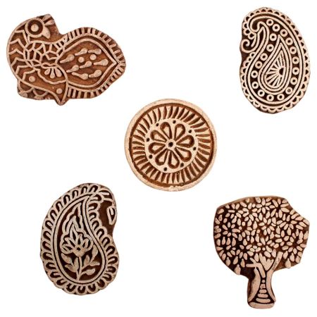 Set of 5 Piece New Mix Wooden Printing Block